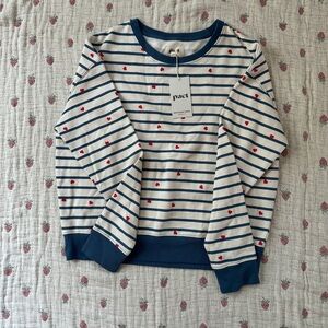 Pact Cream & Navy Striped Sweatshirt with Red Heart Motif